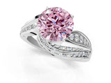 White gold Fancy Pink Round Cut Diamond Solitaire Ring with Prong Setting and Twisted Pavé Band_25