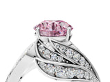 White gold Fancy Pink Round Cut Diamond Solitaire Ring with Prong Setting and Twisted Pavé Band_28