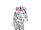 White gold Fancy Pink Round Cut Diamond Solitaire Ring with Prong Setting and Twisted Pavé Band_29