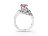 White gold Fancy Pink Round Cut Diamond Solitaire Ring with Prong Setting and Twisted Pavé Band_3