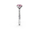 White gold Fancy Pink Round Cut Diamond Solitaire Ring with Round  Pavé Band and Four-Prong Setting_14
