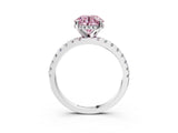 White gold Fancy Pink Round Cut Diamond Solitaire Ring with Round  Pavé Band and Four-Prong Setting_15