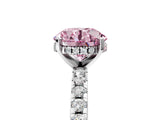 White gold Fancy Pink Round Cut Diamond Solitaire Ring with Round  Pavé Band and Four-Prong Setting_17