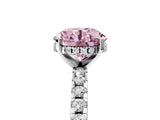White gold Fancy Pink Round Cut Diamond Solitaire Ring with Round  Pavé Band and Four-Prong Setting_89