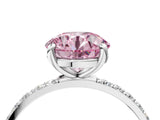 White gold Fancy Pink Round Cut Diamond Solitaire Ring with Round  Pavé Band and Prong Setting_76