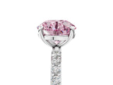 White gold Fancy Pink Round Cut Diamond Solitaire Ring with Round  Pavé Band and Prong Setting_81