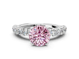 White gold Fancy Pink Round Cut Diamond Solitaire Ring with Shared Prong Pavé Band and Four-Prong Setting_34