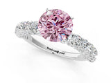 White gold Fancy Pink Round Cut Diamond Solitaire Ring with Shared Prong Pavé Band and Four-Prong Setting_35