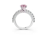 White gold Fancy Pink Round Cut Diamond Solitaire Ring with Shared Prong Pavé Band and Four-Prong Setting_37