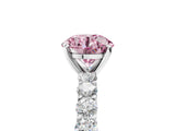 White gold Fancy Pink Round Cut Diamond Solitaire Ring with Shared Prong Pavé Band and Four-Prong Setting_38