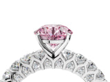 White gold Fancy Pink Round Cut Diamond Solitaire Ring with Shared Prong Pavé Band and Four-Prong Setting_40