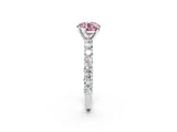 White gold Fancy Pink Round Cut Diamond Solitaire Ring with Shared Prong Pavé Band and Four-Prong Setting_48