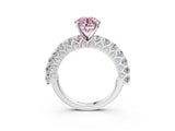 White gold Fancy Pink Round Cut Diamond Solitaire Ring with Shared Prong Pavé Band and Four-Prong Setting_48