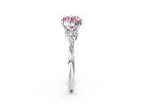 White gold Fancy Pink Round Cut Diamond Solitaire Ring with Side Stones and Four-Prong Setting_43