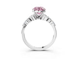 White gold Fancy Pink Round Cut Diamond Solitaire Ring with Side Stones and Four-Prong Setting_44