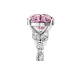 White gold Fancy Pink Round Cut Diamond Solitaire Ring with Side Stones and Four-Prong Setting_46