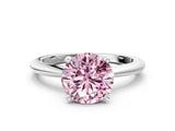 White gold Fancy Pink Round Cut Diamond Solitaire Ring with Six-Prong Setting and Classic Band_36