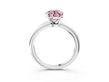 White gold Fancy Pink Round Cut Diamond Solitaire Ring with Six-Prong Setting and Classic Band_38