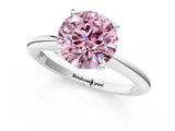 White gold Fancy Pink Round Cut Diamond Solitaire Ring with Six-Prong Setting and Classic Band_42