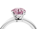 White gold Fancy Pink Round Cut Diamond Solitaire Ring with Six-Prong Setting and Classic Band_45