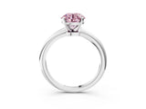White gold Fancy Pink Round Cut Diamond Solitaire Ring with Six-Prong Setting and Classic Band_45