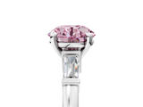 White gold Fancy Pink Round  Cut Diamond Solitaire Ring with Tapered Baguette Accents and Four-Prong Setting_5