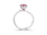 White gold Fancy Pink Round Cut Diamond Solitaire Ring with Thin Band and Prong Setting_27