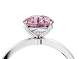 White gold Fancy Pink Round Cut Diamond Solitaire Ring with Thin Band and Prong Setting_28