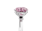 White gold Fancy Pink Round Cut Diamond Solitaire Ring with Thin Band and Prong Setting_29
