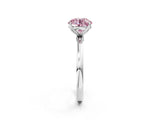 White gold Fancy Pink Round Cut Diamond Solitaire Ring with Thin Band and Prong Setting_32