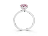 White gold Fancy Pink Round Cut Diamond Solitaire Ring with Thin Band and Prong Setting_33