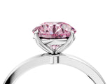 White gold Fancy Pink Round Cut Diamond Solitaire Ring with Thin Band and Prong Setting_34