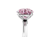 White gold Fancy Pink Round Cut Diamond Solitaire Ring with Thin Band and Prong Setting_35