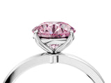 White gold Fancy Pink Round Cut Diamond Solitaire Ring with Thin Band and Prong Setting_64