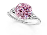 White gold Fancy Pink Round Cut Diamond Solitaire Ring with Twist Band and Four-Prong Setting_72