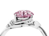 White gold Fancy Pink Round Cut Diamond Solitaire Ring with Twist Band and Four-Prong Setting_74