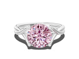 White gold Fancy Pink Round Cut Diamond Solitaire Twist Band Prong Setting Ring_91