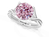 White gold Fancy Pink Round Cut Diamond Solitaire Twist Band Prong Setting Ring_92