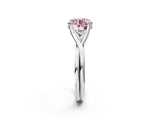 White gold Fancy Pink Round Cut Diamond Solitaire Twist Band Prong Setting Ring_93
