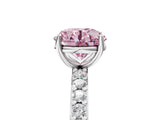 White gold Fancy Pink Round  Cut Diamond Solitaire with Pave Band and Four-Prong Setting 12