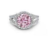 White gold Fancy Pink Round Cut Diamond Split Shank Halo Ring with Four-Prong Setting_41