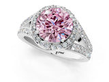 White gold Fancy Pink Round Cut Diamond Split Shank Halo Ring with Four-Prong Setting_42