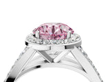 White gold Fancy Pink Round Cut Diamond Split Shank Halo Ring with Four-Prong Setting_45