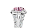 White gold Fancy Pink Round Cut Diamond Split Shank Halo Ring with Four-Prong Setting_46