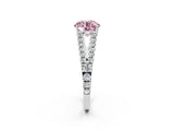 White gold Fancy Pink Round Cut Diamond Split Shank Pavé Engagement Ring with Four-Prong Setting_31