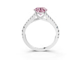 White gold Fancy Pink Round Cut Diamond Split Shank Pavé Engagement Ring with Four-Prong Setting_32