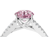 White gold Fancy Pink Round Cut Diamond Split Shank Pavé Engagement Ring with Four-Prong Setting_33
