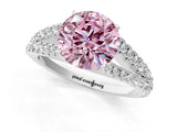 White gold Fancy Pink Round Cut Diamond Split Shank Pavé Engagement Ring with Four-Prong Setting_35