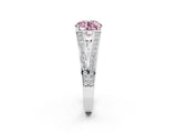 White gold Fancy Pink Round Cut Diamond Split Shank Ring with Pavé Band and Four-Prong Setting_31