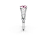 White gold Fancy Pink Round Cut Diamond Split Shank Ring with Pavé Band and Four-Prong Setting_43